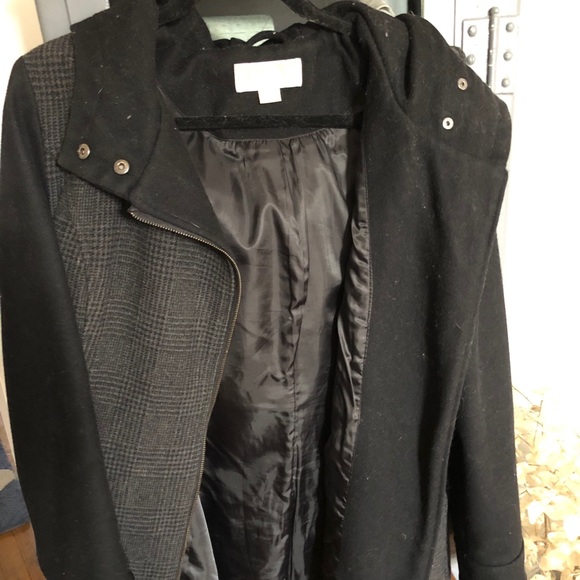 Wool Blend Zip Front Coat with Hood - Picture 9 of 11